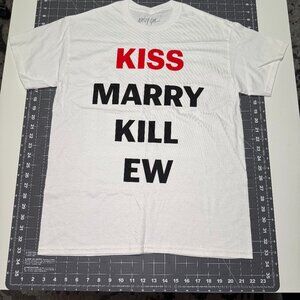 NWOT Nasty Gal Kiss Marry Kill Ew T-shirt Oversized Fit Off White Size S